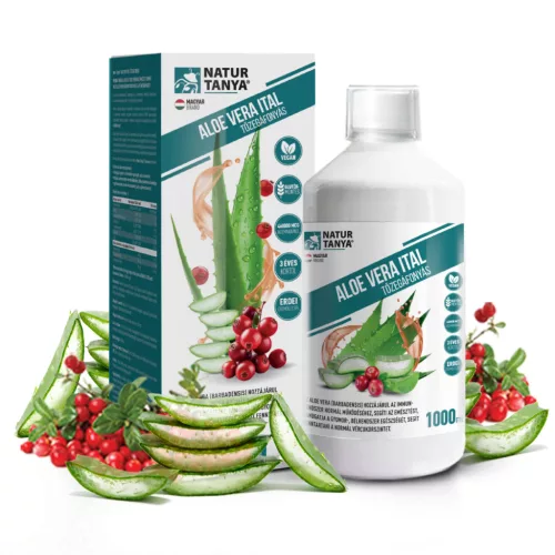 Natur Tanya 100%-os Aloe vera ital, tőzegáfonyával és erdei gyümölccsel 1000 ml