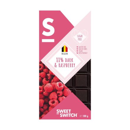 Sweet Switch málnás étcsokoládé 88%  100 g