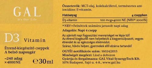GAL D3 vitamin cseppek 30 ml 